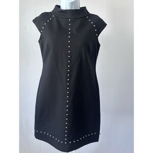 NWT Cynthia Steffe Black Studded Ponte Knit  Sexy Dress, Sz 4 (B32)